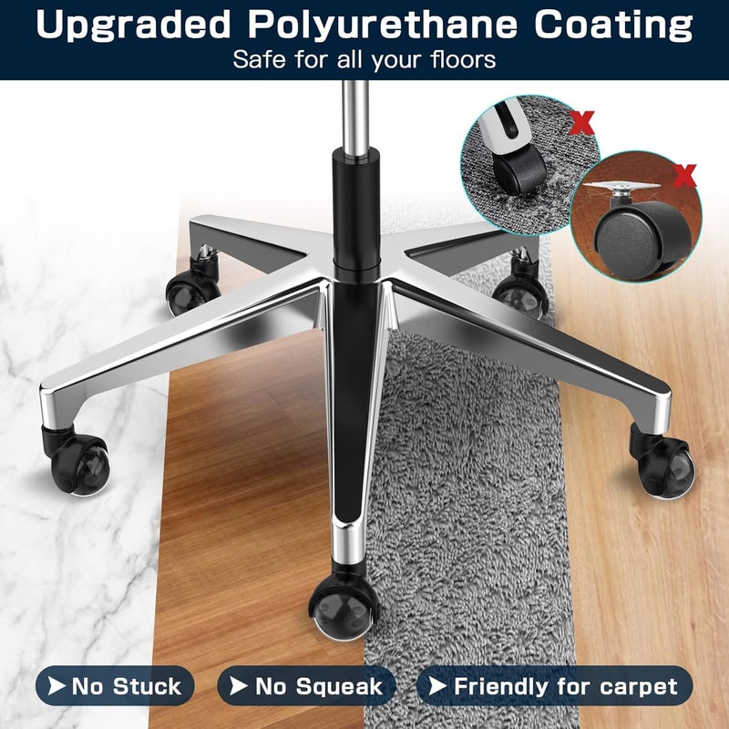 Omyoffice Office Chair Replacement Wheel - Quiet & Smooth Gliding - 2 Inch Heavy Duty Rolling Chair Casters Supports 2000 Lbs,Desk Chair Wheels Universal Fit,Safe for All Floor Or Carpet Set of (Premium Black) - Image 3